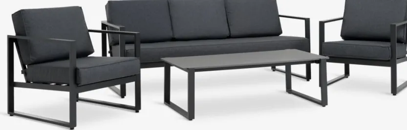 Loungeset VONGE 5-persoons sneldrogend zwart