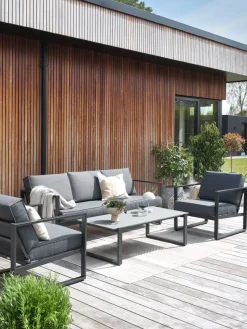 Loungeset VONGE 5-persoons sneldrogend zwart