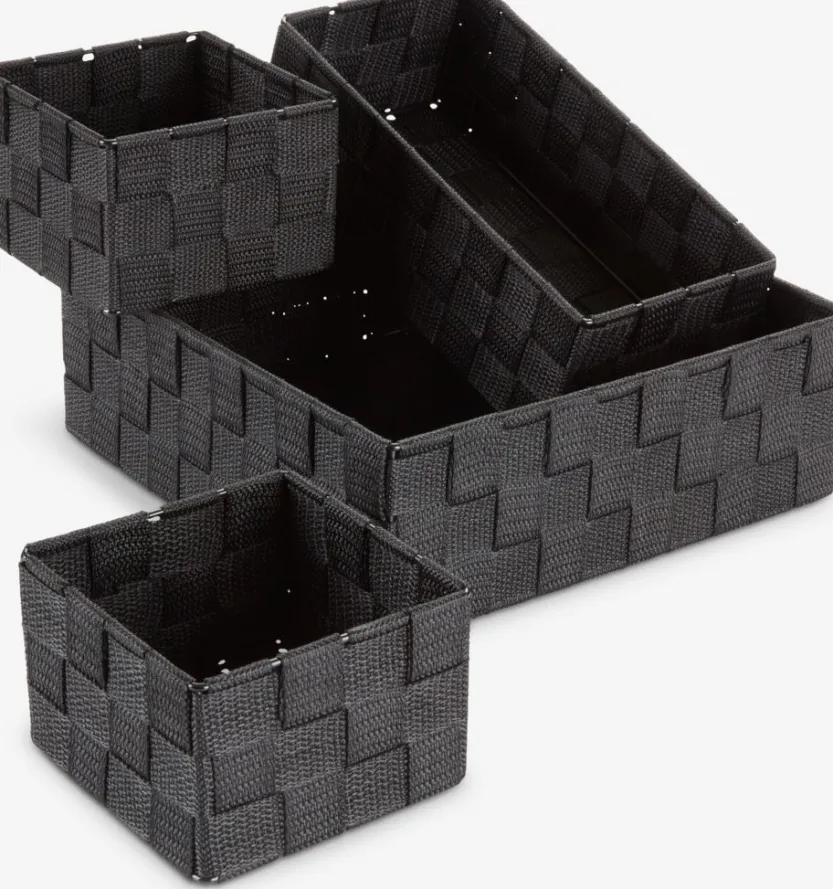 Mandenset FOLKE 4 stuks zwart