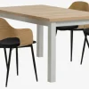MARKSKEL L150/193 tafel lichtgrijs + 4 HVIDOVRE stoelen eik