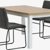 MARKSKEL L150/193 tafel wit/eiken + 4 HAMMEL stoelen grijs