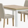 MARKSKEL L150/193 tafel wit/eiken + 4 TUREBY stoelen beige