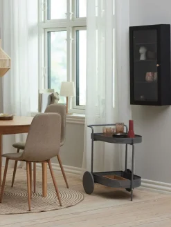 MARSTRAND Ø110 tafel eiken + 4 BISTRUP stoelen zand