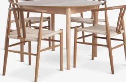 MARSTRAND Ø110 tafel eiken + 4 GUDERUP stoelen eiken/naturel