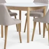 MARSTRAND Ø110 tafel wit + 4 ADSLEV beige