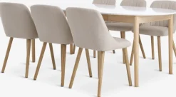 MARSTRAND Ø110 tafel wit + 4 ADSLEV beige