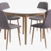 MARSTRAND Ø110 tafel wit + 4 JONSTRUP stoelen grijs