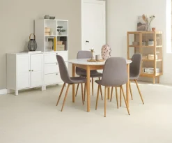 MARSTRAND Ø110 tafel wit + 4 JONSTRUP stoelen grijs