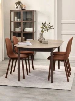 MARSTRAND L200/280 tafel donker eiken + 4 EJSTRUP terracotta