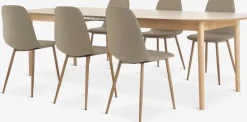 MARSTRAND L200/280 tafel eiken + 4 BISTRUP stoelen zand