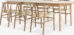 MARSTRAND L200/280 tafel eiken + 4 GUDERUP eiken/naturel