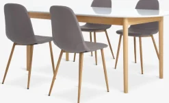 MARSTRAND L200/280 tafel wit + 4 JONSTRUP grijs/eiken
