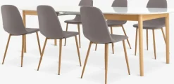 MARSTRAND L200/280 tafel wit + 4 JONSTRUP grijs/eiken