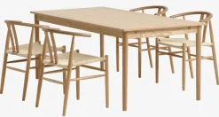 MARSTRUP L190/280 tafel eiken + 4 GUDERUP stoelen eik