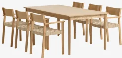 MARSTRUP L190/280 tafel eiken + 4 VADEHAVET stoelen eiken