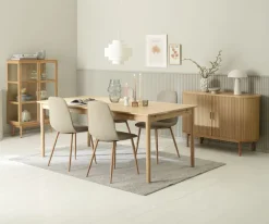 MARSTRUP L190/280 tafel eiken + 4 BISTRUP stoelen zand
