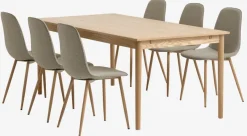 MARSTRUP L190/280 tafel eiken + 4 BISTRUP stoelen zand