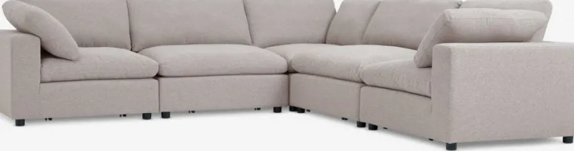 Modulaire bank LUNDBY hoek zandkleurige stof