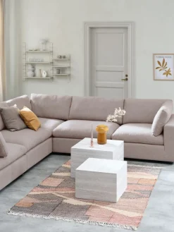 Modulaire bank LUNDBY hoek zandkleurige stof