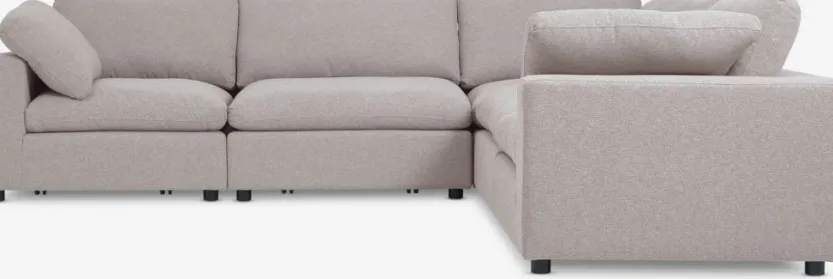 Modulaire bank LUNDBY hoek zandkleurige stof