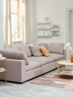 Modulaire bank LUNDBY midden zandkleurige stof