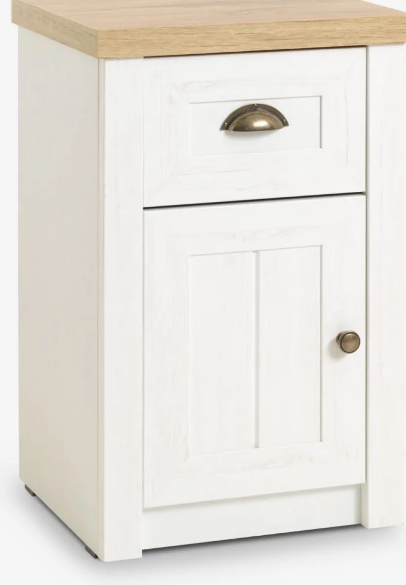Nachtkastje MARKSKEL 1 lade wit/eiken kleur
