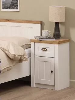 Nachtkastje MARKSKEL 1 lade wit/eiken kleur