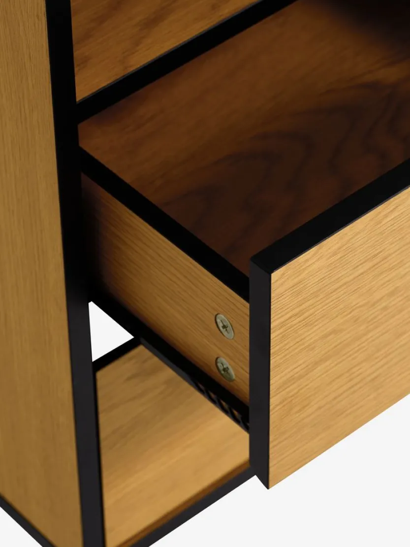 Nachtkastje ODENSE 2 deuren eiken/zwart