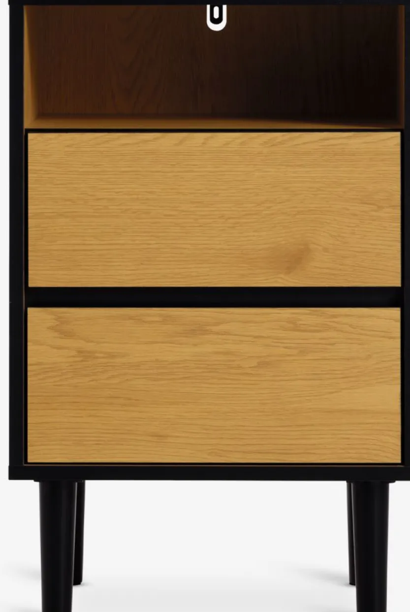 Nachtkastje ODENSE 2 deuren eiken/zwart