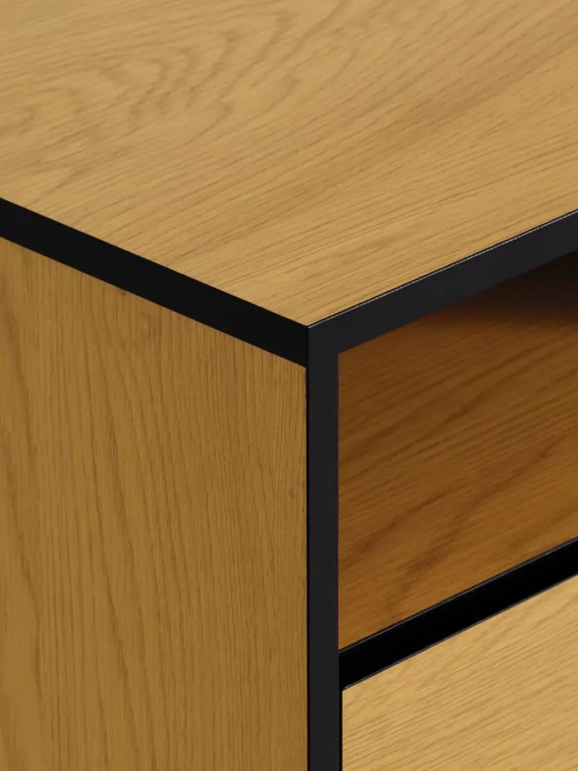 Nachtkastje ODENSE 2 deuren eiken/zwart