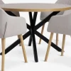 NORTOFT Ø120 tafel eiken + 4 ADSLEV stoelen beige/eiken