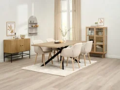 NORTOFT L200 tafel eiken + 4 ADSLEV stoelen beige stof