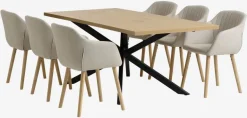 NORTOFT L200 tafel eiken + 4 ADSLEV stoelen beige stof