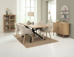 NORTOFT L200 tafel eiken + 4 ADSLEV stoelen beige stof