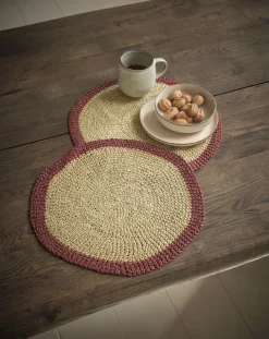 Placemat CELESTIT Ø38 naturel/rood