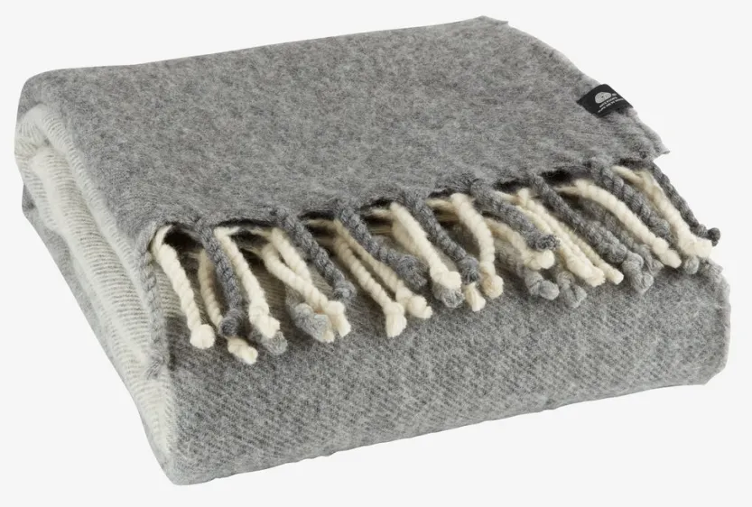 Plaid LUNDKARSE 130x170 wol grijs/beige