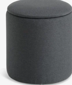 Poef GISLEV Ø36 met opbergruimte asfalt stof
