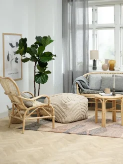 Poef HYLKE 60x60 naturel stof