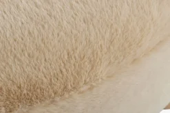 Poef RAMSDAL Ø70 beige teddystof/eiken kleur