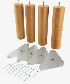 Poten Ø5xH20 rond eiken 4 stuks