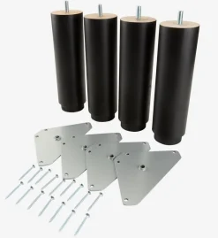 Poten Ø6xH20 zwart beuken 4 stuks