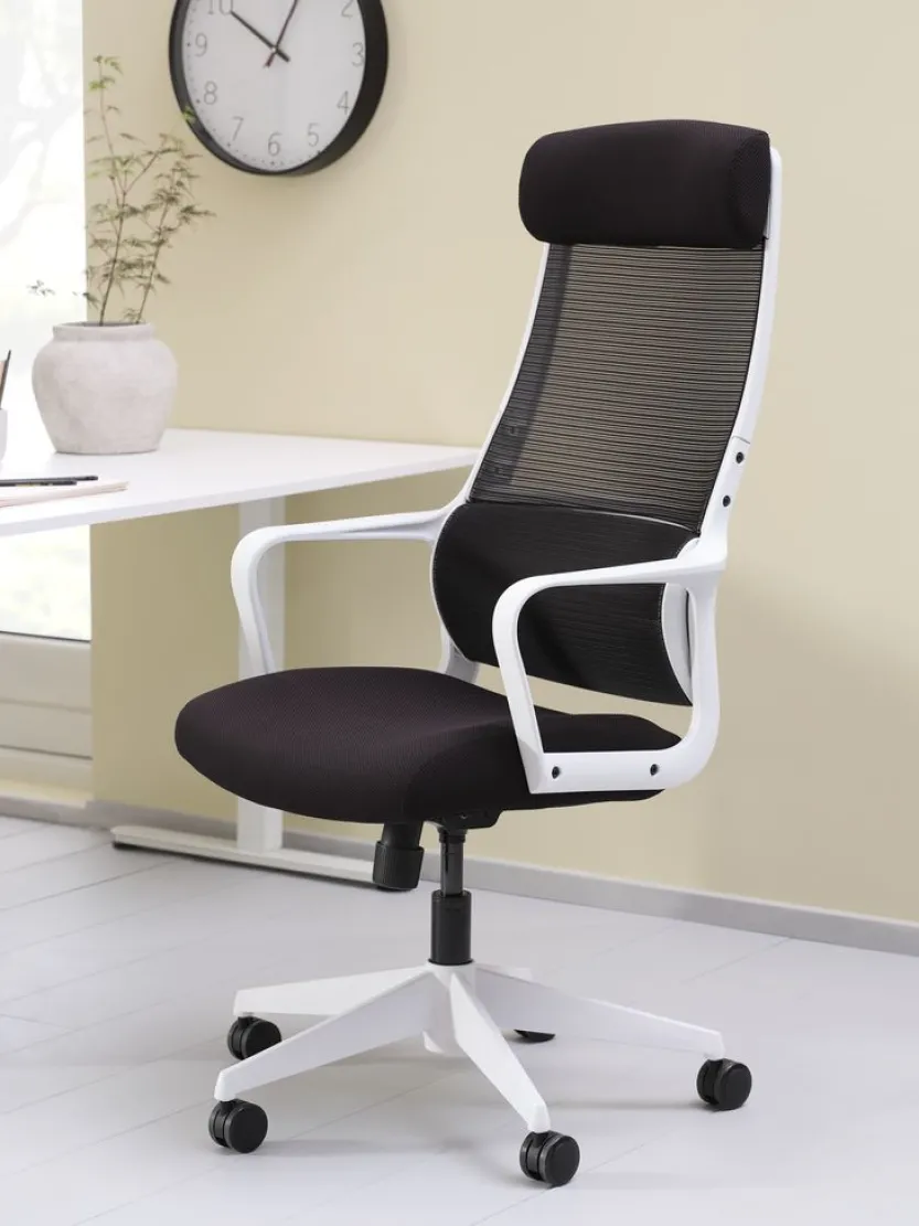 Professionele bureaustoel HEDENSTED zwarte stof/wit