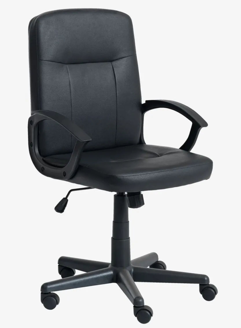 Professionele bureaustoel NIMTOFTE zwart kunstleer/zwart