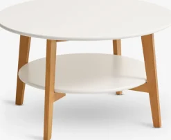 Salontafel JEGIND Ø80 met schap wit/naturel