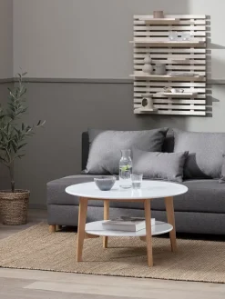 Salontafel JEGIND Ø80 met schap wit/naturel