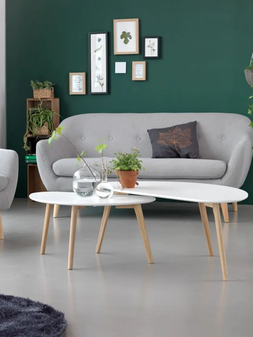 Salontafel LEJRE 48x85 wit/eiken