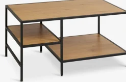 Salontafel TRAPPEDAL 90x60 2 schappen eiken kleur/zwart