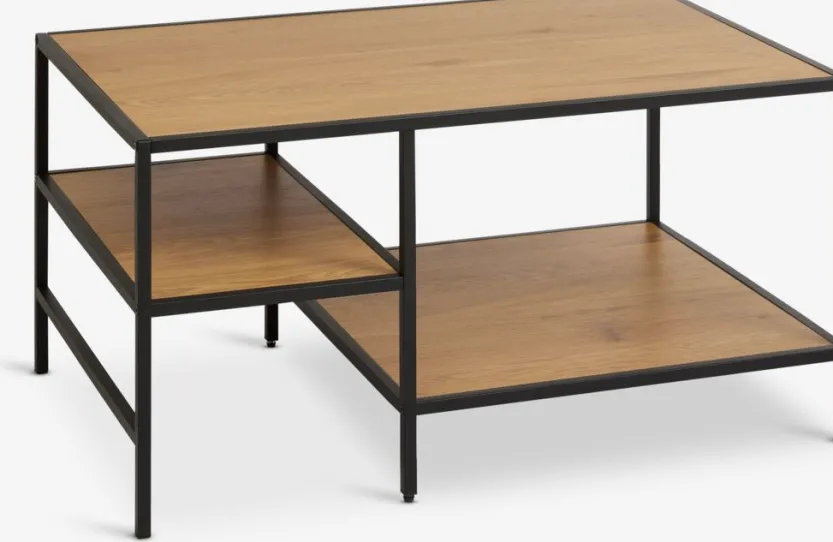 Salontafel TRAPPEDAL 90x60 2 schappen eiken kleur/zwart