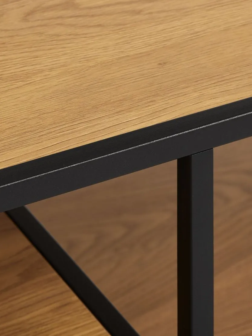 Salontafel TRAPPEDAL 90x60 2 schappen eiken kleur/zwart