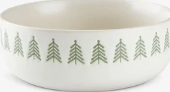 Schaal FREKI Ø16xH6cm steengoed wit en groen